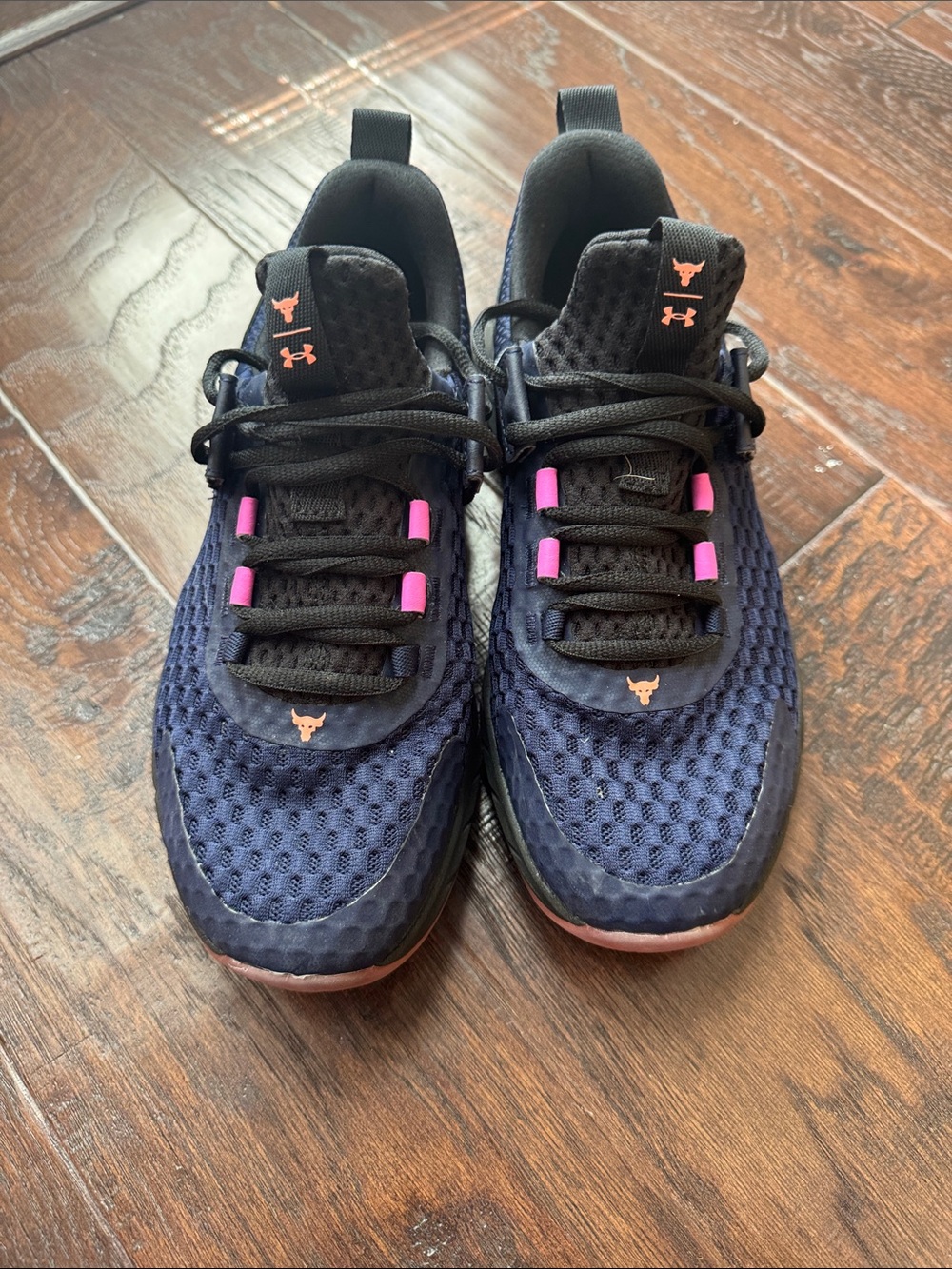 Under Armour Men’s or Womens Navy Athletic Shoes with Pink Accents